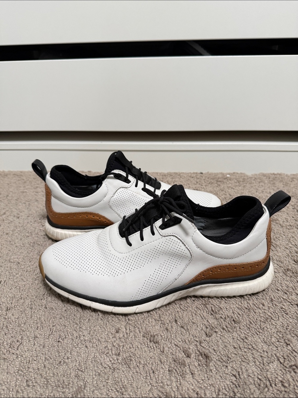 Johnston & Murphy Men’s Athletic Golf Sneakers - Lace Up White and Brown